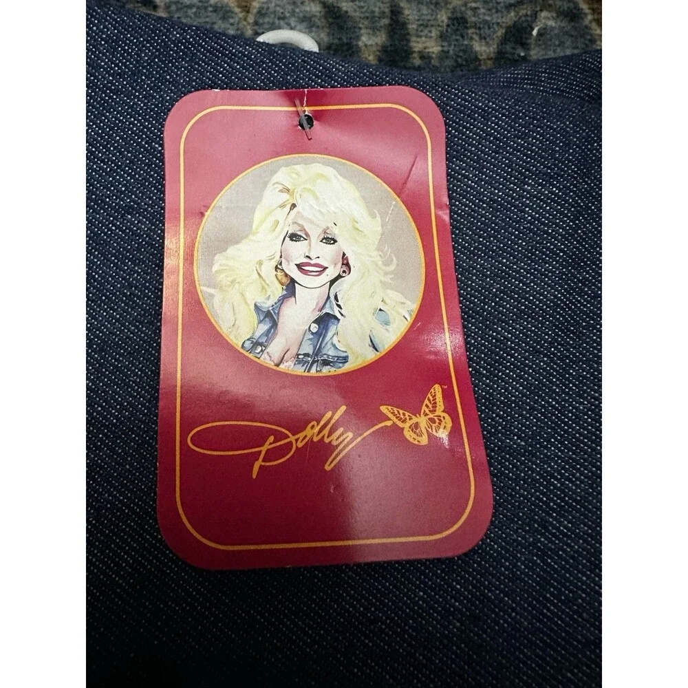 Dolly Parton 2 Pack Embroidered Denim Kitchen Towels Flowers Butterflies NWT